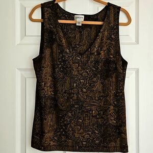 Chico's Travelers tank. EUC. Black & Cocoa brown.